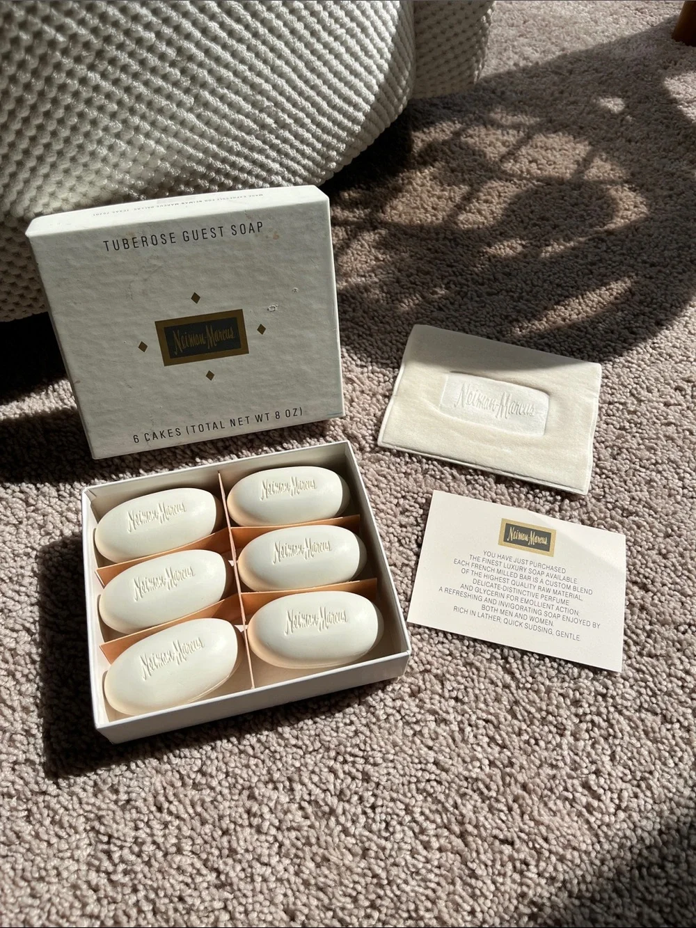Vintage Neiman Marcus Cream Tuberose Guest Soap Set - Six Small Bars